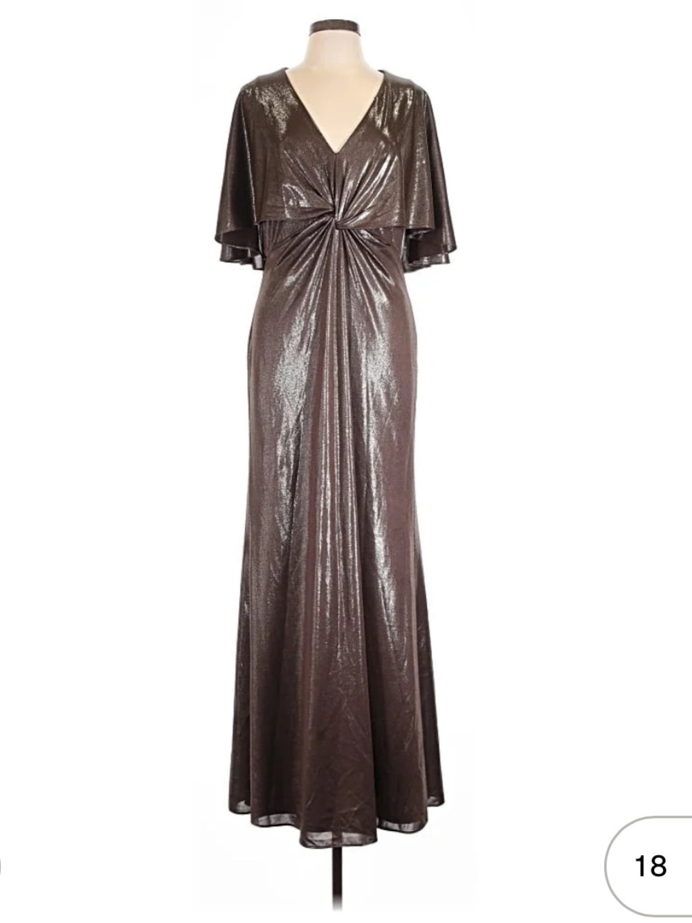 Ralph Lauren Metallic Bronze Maxi Dress with Twist Front